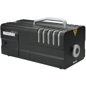 The Magnum 1800 is a high-powered fogger suitable for any installation - from the largest to the smallest. Highly flexible, the 1800 is built sleek and rugged. FEATURES Onboard DMX Internal remote control storage Timer and output level remote control Linkable - up to 4 units can be operated at the same time with one remote. DMX - unlimited channels are available Optional flying kit Continuous output 580 m³/min fog output 1150 W (240V) / 1000 W (110V) heat exchanger 9 min heat-up time 3.8 liter fluid capacity Different fluid options for different applications